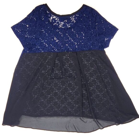 Lane Bryant Blouse Shirt Top Womens 18 / 20 Sheer Yoke Lace Fairy Whimsy Goth - Picture 3 of 6